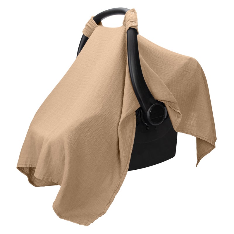 Comfy Cubs Baby Car Seat Cover - Soft, Breathable Bamboo Rayon and Muslin Cotton Blend - Lightweight Canopy for Sun, Bug, and Comfort Protection - Large Size Infant Seat Cover in Cedar Design - Image 1