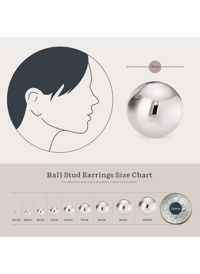 Kezef - 925 Sterling Silver Ball Stud Earrings For Women - Hypoallergenic Lightweight Medium Stud Earrings For Women | 6Mm Ball Earrings - Image 1