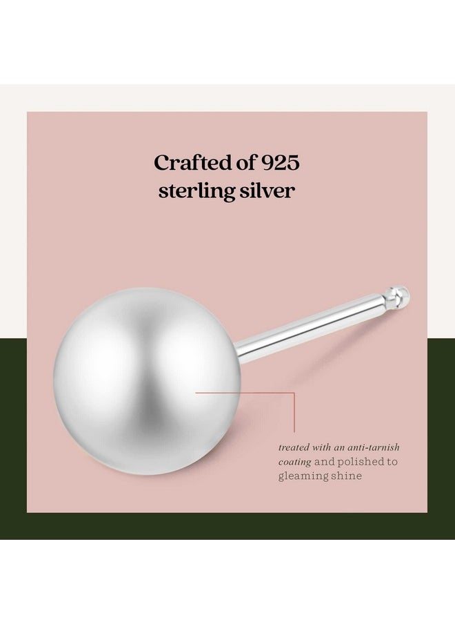Kezef - 925 Sterling Silver Ball Stud Earrings For Women - Hypoallergenic Lightweight Medium Stud Earrings For Women | 6Mm Ball Earrings - Image 1