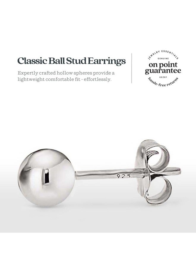 Kezef - 925 Sterling Silver Ball Stud Earrings For Women - Hypoallergenic Lightweight Medium Stud Earrings For Women | 6Mm Ball Earrings - Image 1