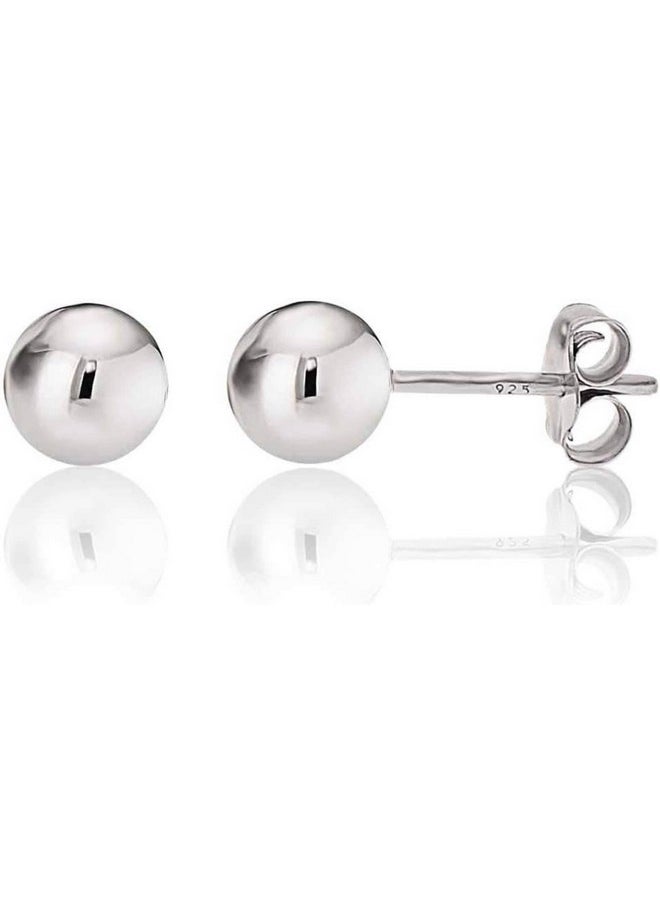 Kezef - 925 Sterling Silver Ball Stud Earrings For Women - Hypoallergenic Lightweight Medium Stud Earrings For Women | 6Mm Ball Earrings - Image 1
