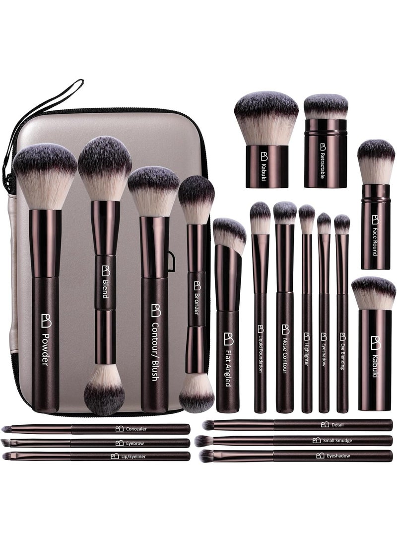 BS Mall Professional Makeup Brushes BS-MALL With Travel Case - Kabuki Brush Eyeshadow Brush, Concealer Brush, Blush Brush Bronzer & Foundation Brush 20 Pcs, Labeled Daily Use & Versatile Occasions Gift Box - Image 1