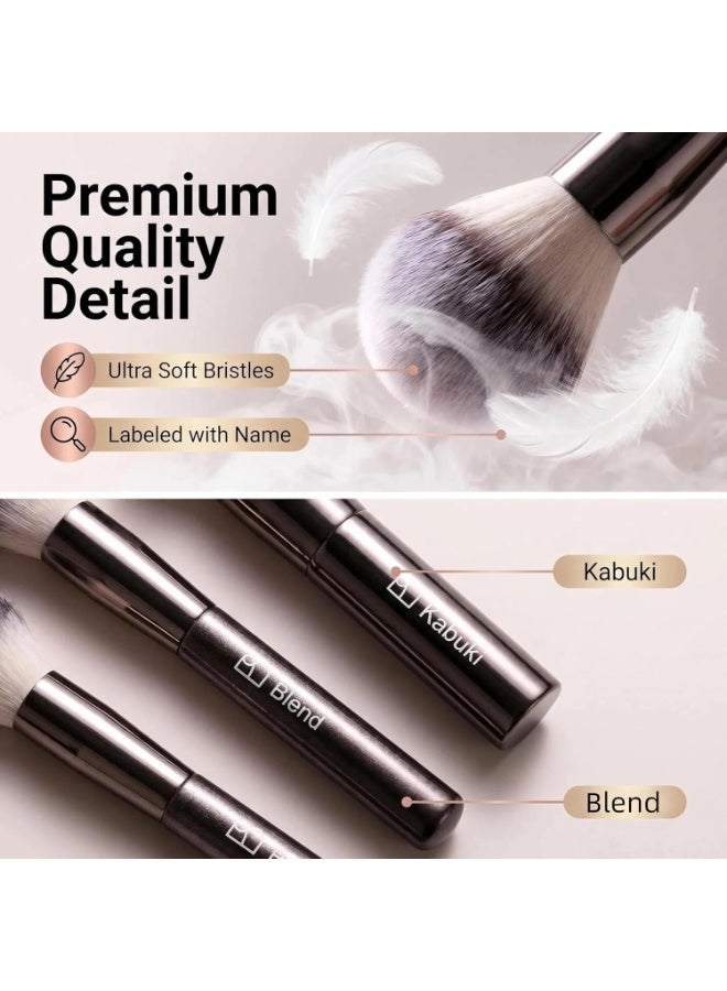 BS Mall Professional Makeup Brushes BS-MALL With Travel Case - Kabuki Brush Eyeshadow Brush, Concealer Brush, Blush Brush Bronzer & Foundation Brush 20 Pcs, Labeled Daily Use & Versatile Occasions Gift Box - Image 4