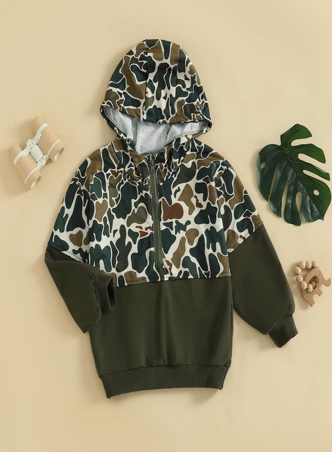 Mieeyali Kids Zip Up Hoodie Toddler Baby Boy Sweatshirt Warm Patchwork Hunting Camo Pullover Top Fall Winter Clothes (Green 3, 18-24 Months) - Image 4