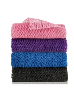 KASTWAVE African Exfoliating Net, 4 Pieces African Net Sponge, Nylon African Bathing Sponge Net, African Net Long Net Bath Sponge Shower Body Scrubber Back Scrubber Skin Smoother(Black,Blue,Pink,Purple)  - Image 1