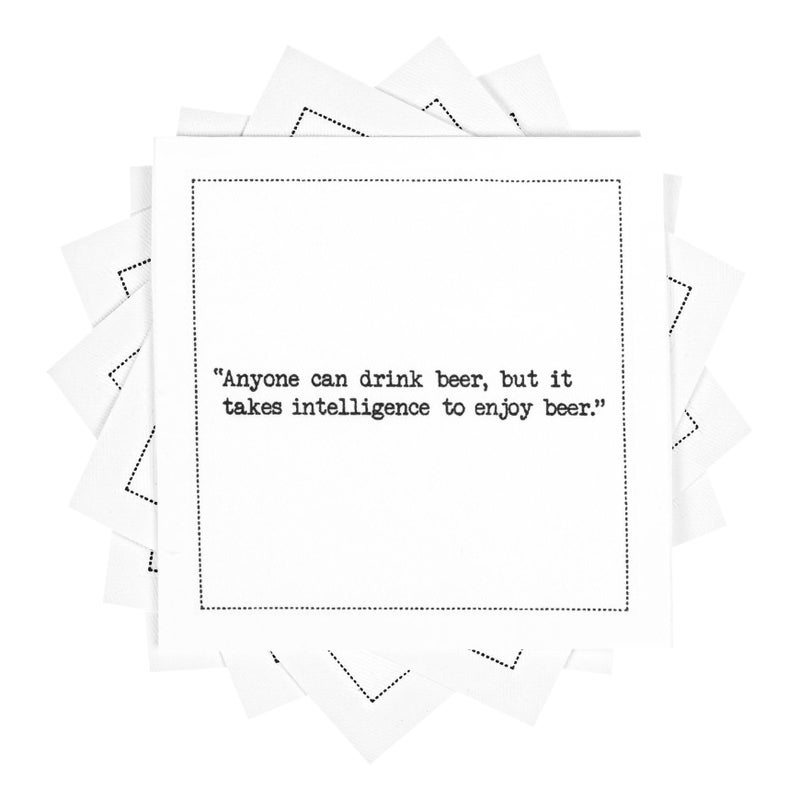 FIVE STAR NAPKINS Five Star Funny Beer Quotes | White Cotton Cocktail Napkins | 50 Luxury Disposable Beverage Napkins with Witty Bar Quotes | Drink Napkins for Parties, Bars, Weddings & Game Nights - Image 1