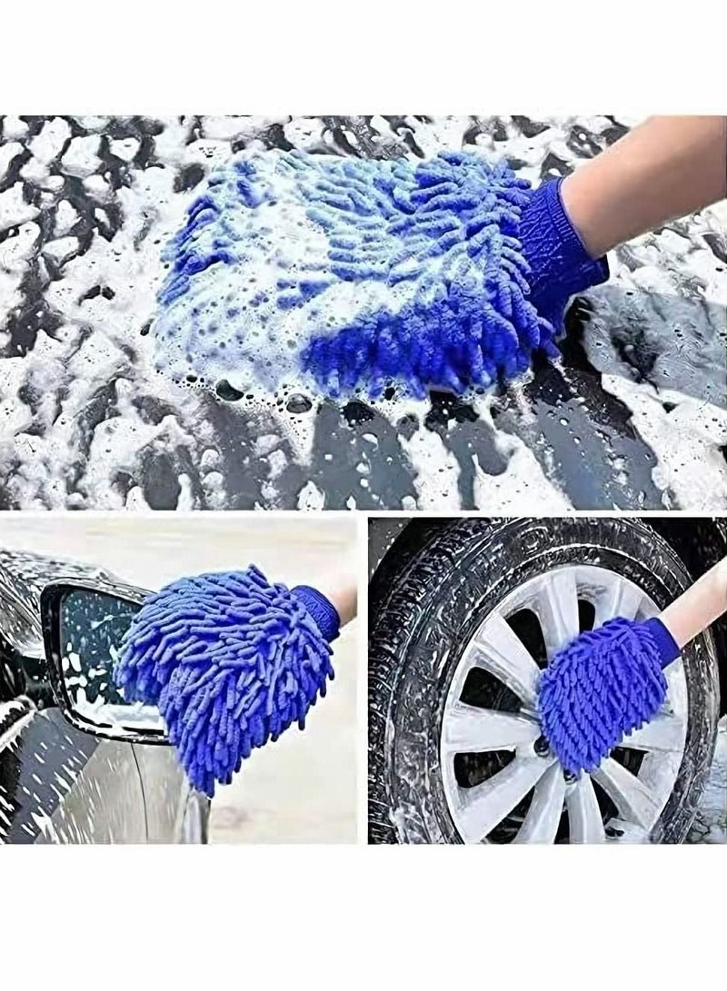 SYOSI Car wash Cleaning Supplies 3-Piece Set Premium Chenille Microfiber Washing Sponge-Washing Gloves-Washing Towel-no lint Scratches-Super Soft Cleaning Gloves with Handbag Gloves  - Image 5