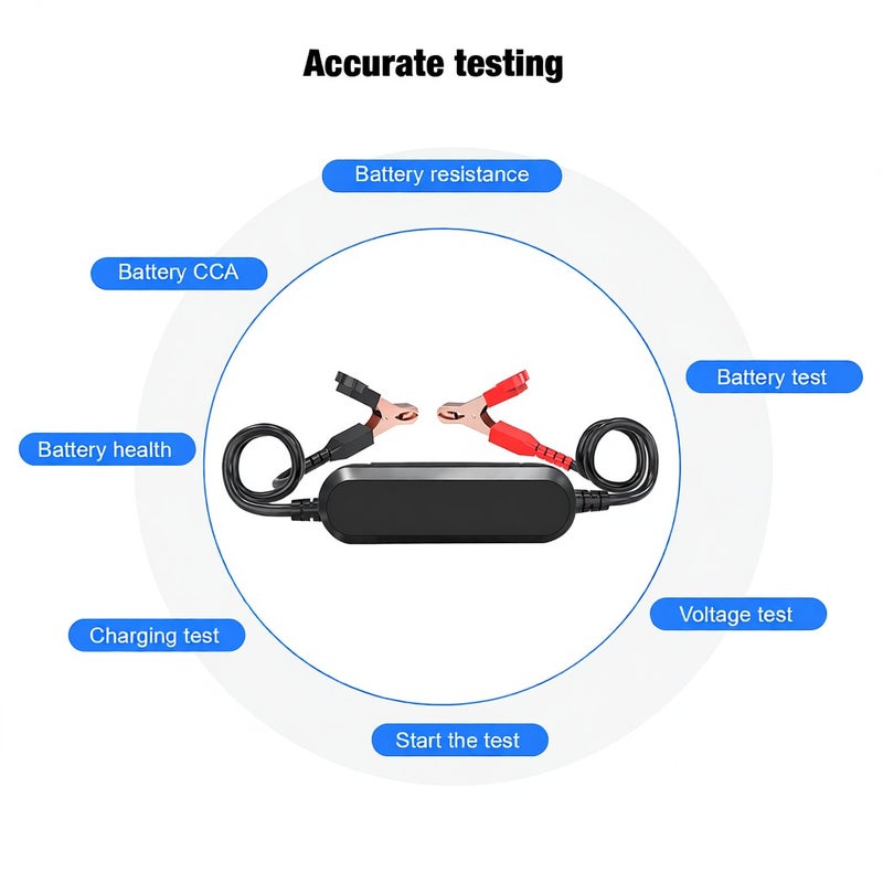 KONNWEI BK200 6V/12V/24V Car BT Battery Tester Battery Load Tester Internal Resistance Tester Analyzer for Car Motorcycle Lawn Mower Steamship Black - Image 4