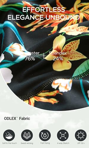 ODODOS Women's High Waisted Printed Yoga Capris with Pocket, Tummy Control Non See Through Workout Sports Running Athletic Capri Leggings, Tropical Flower, Medium - Image 5
