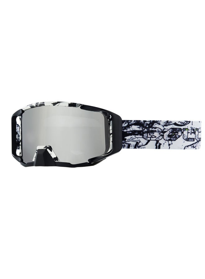 Black And White Frame Silver New Outdoor Riding Goggles Cross-country Glasses With Helmet Mask Ski Sandstorm Motorcycle Goggles