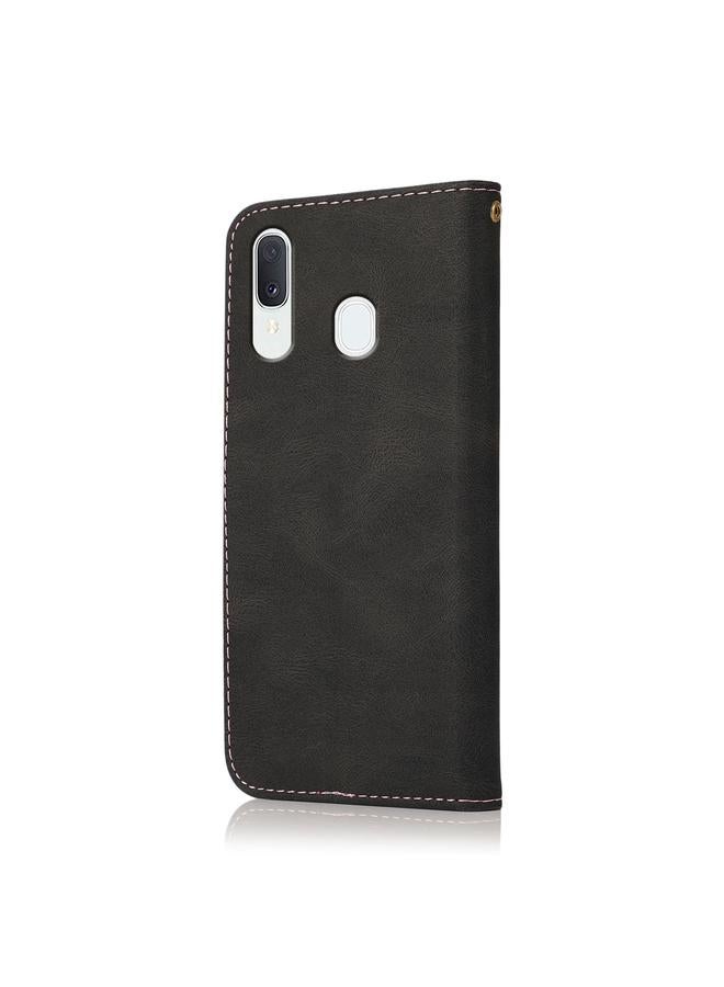 اس-توب جراب لهاتف Samsung Galaxy A40 مصنوع من الجلد بخياطة ثنائية اللون - Image 3