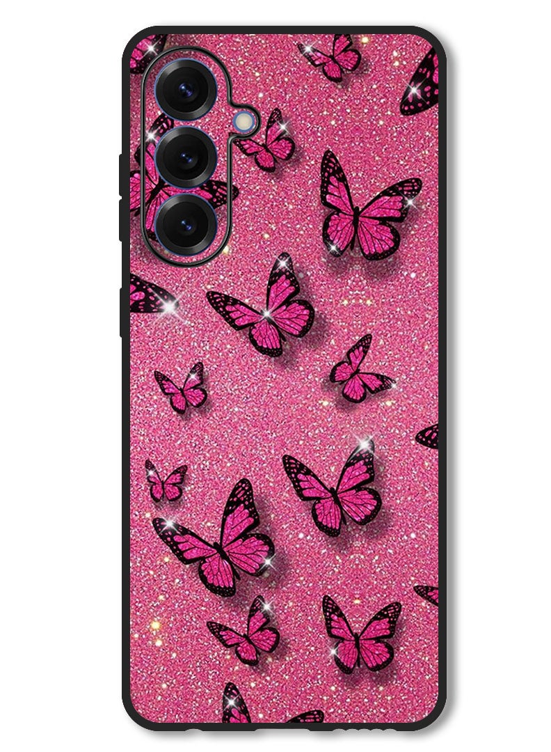 Theodor Case Compatible with Samsung Galaxy A56 Protection Shockproof Bumper Cover Pink Butterflies - Image 1