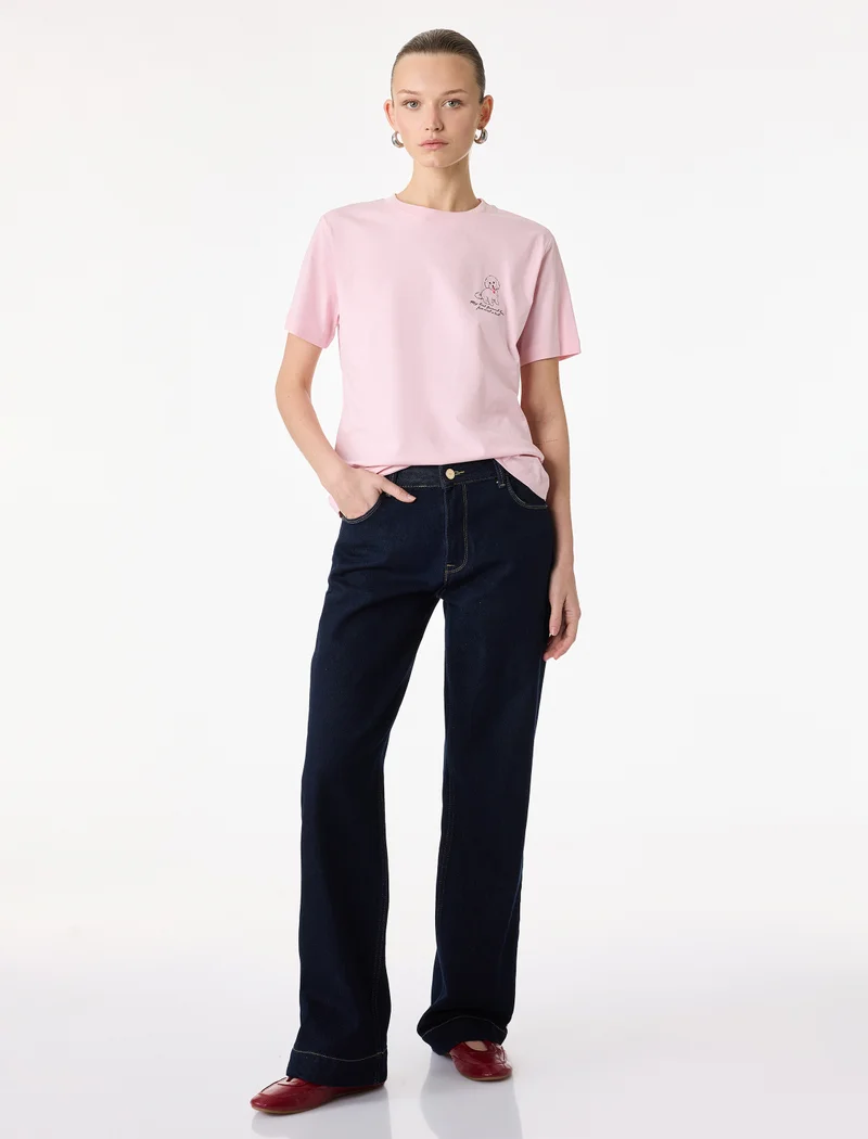 كوتون Dog Printed Detail T-Shirt