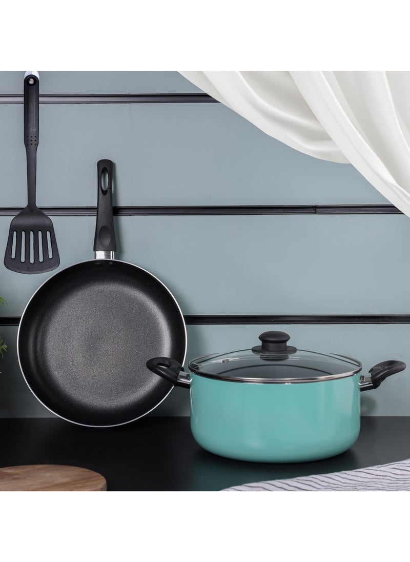 DELCASA - Delcasa 4 Piece Nonstick Cookware Set DC2899 24 cm casserole with lid, a 26 cm frypan, and a nylon turner assorted color - Image 1