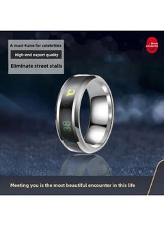 Generic Intelligent Temperature-sensitive Color-changing Display Ring Men's Trendy Personalized Single Hip-hop Trendy Women's Titanium Steel Korean Ring Jewelry-Colour:Smart Temperature Sensing Ring [silver] Size 10 Finger Circumference 62.1mm  - Image 1