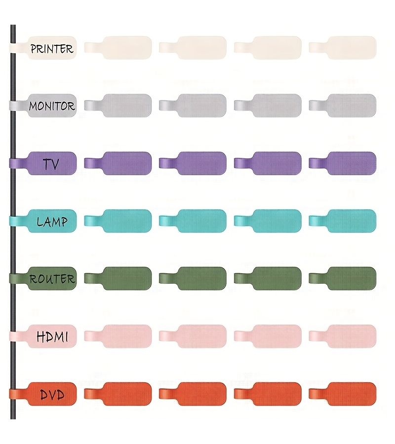 35 MultiColored Self Adhesive Cable Labels Wire Management Tool Reusable - Image 5