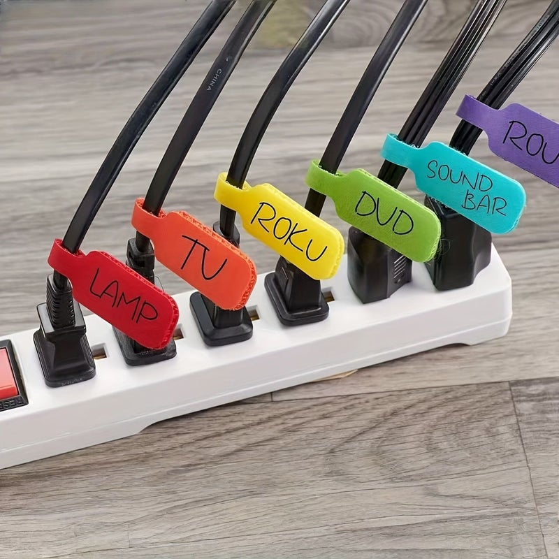 35 MultiColored Self Adhesive Cable Labels Wire Management Tool Reusable - Image 2