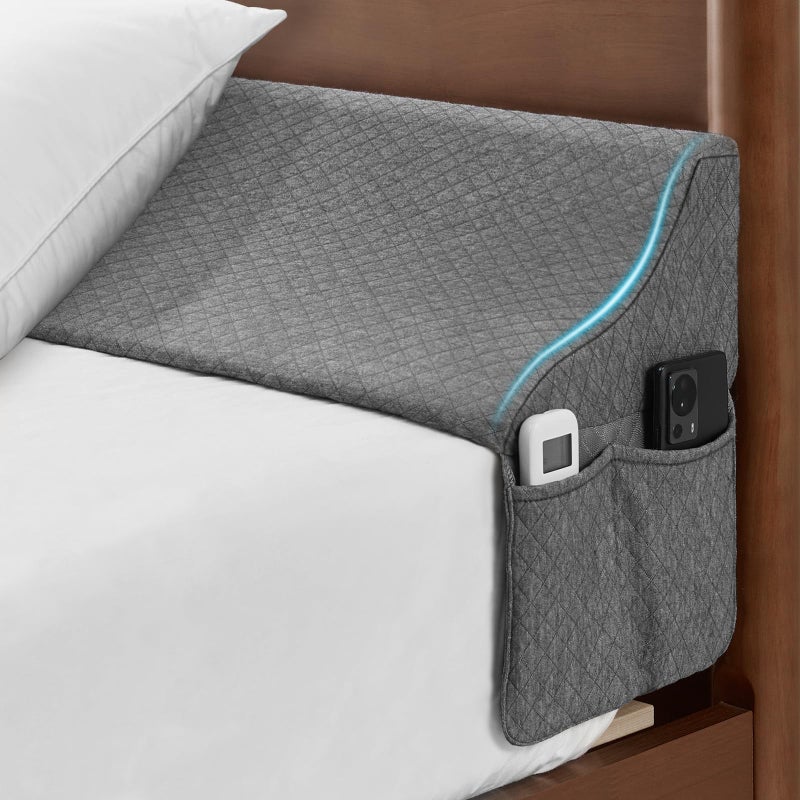EUHAMS Queen Size Bed Wedge Pillow for Headboard Bed Gap Filller/Mattress Gap Filler (0-7") - Wedge Pillow Headboard Triangle Foam Pillows Wedges Between Headboards Mattress (Grey,60"x10"x6") - Image 1