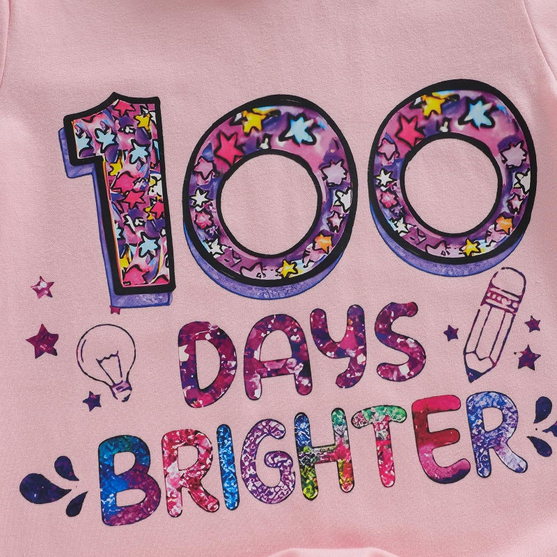 Douhoow Girls 100 Days of School Shirt Short Sleeve Toddler Girl Tops 100th Day of School Shirt Kids (Pink B, 7-8 Years) - Image 5