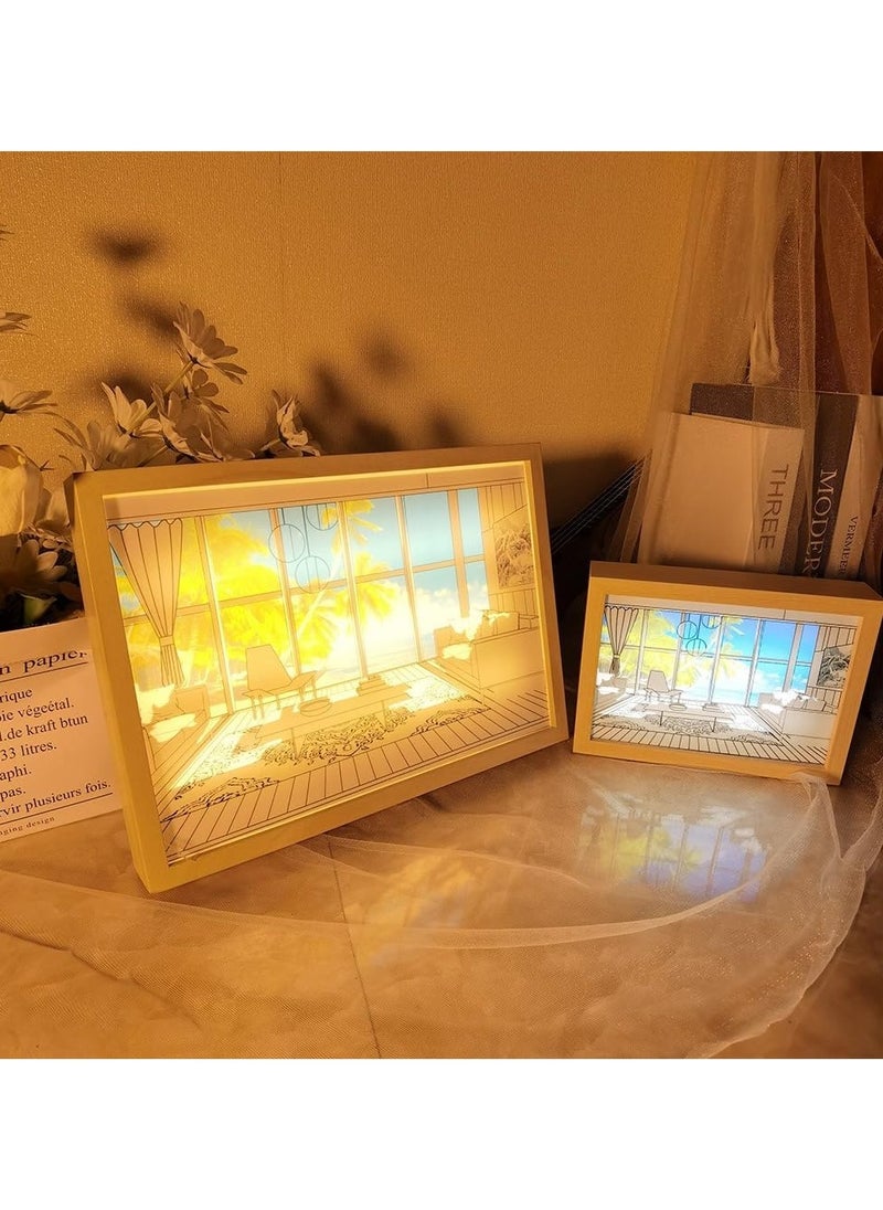 Generic - LED Light Photo Frame, Lighting Painting Decoration, Light and Shade Experience The Art of Photo Frame, Art Frame with Light and Shadow, Photo Frame, for Home, Living Room, Hotel Decoration - Image 1