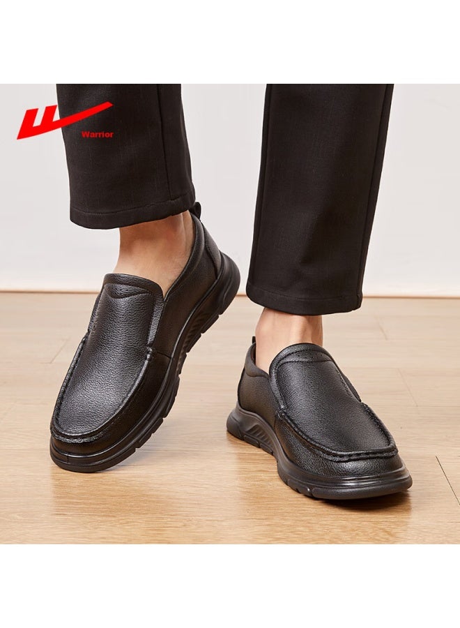 Pull Back Huili Men'S Shoes, Spring And Summer Comfortable Versatile Leather Shoes, Men'S Business Commute Lightweight Slip-On Soft-Soled Casual Shoes, Black, Size 43 - Image 4