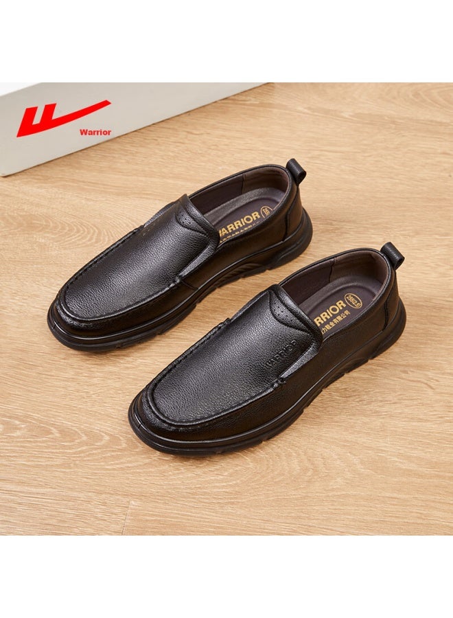 Pull Back Huili Men'S Shoes, Spring And Summer Comfortable Versatile Leather Shoes, Men'S Business Commute Lightweight Slip-On Soft-Soled Casual Shoes, Black, Size 43 - Image 2