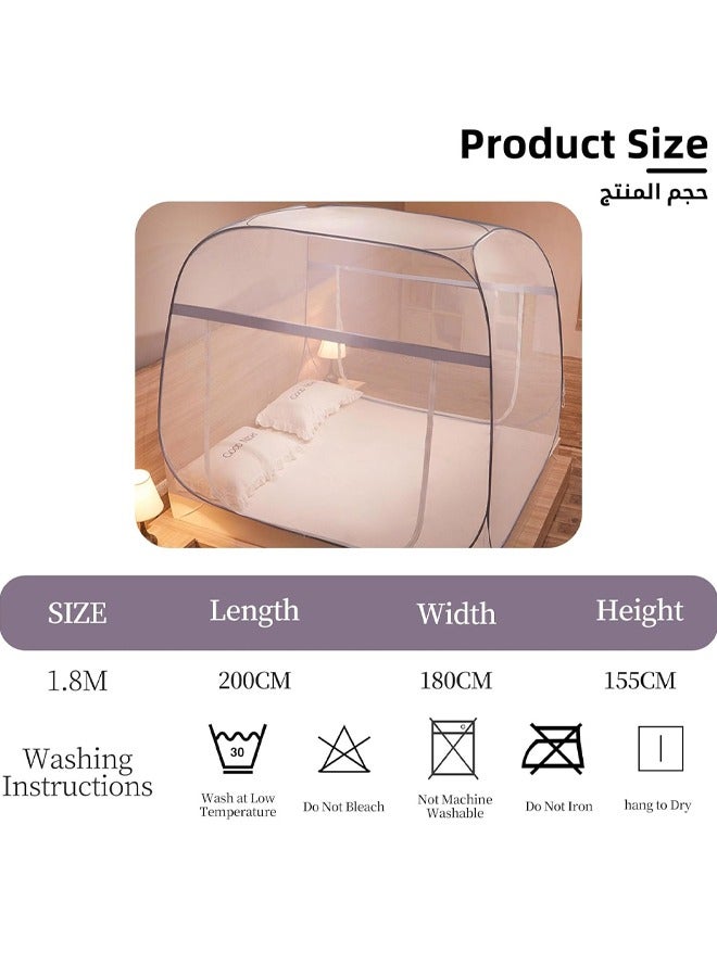 Pop-Up Mosquito Net Tent Wide Roof,Portable Folding Design with Bottom for Bedroom Yard Outdoor Camping Fishing Hiking Trip,Folding Bed Tent with Double Entry, Baby Toddler Bed Protection,Easy to Install ﻿  - Image 2