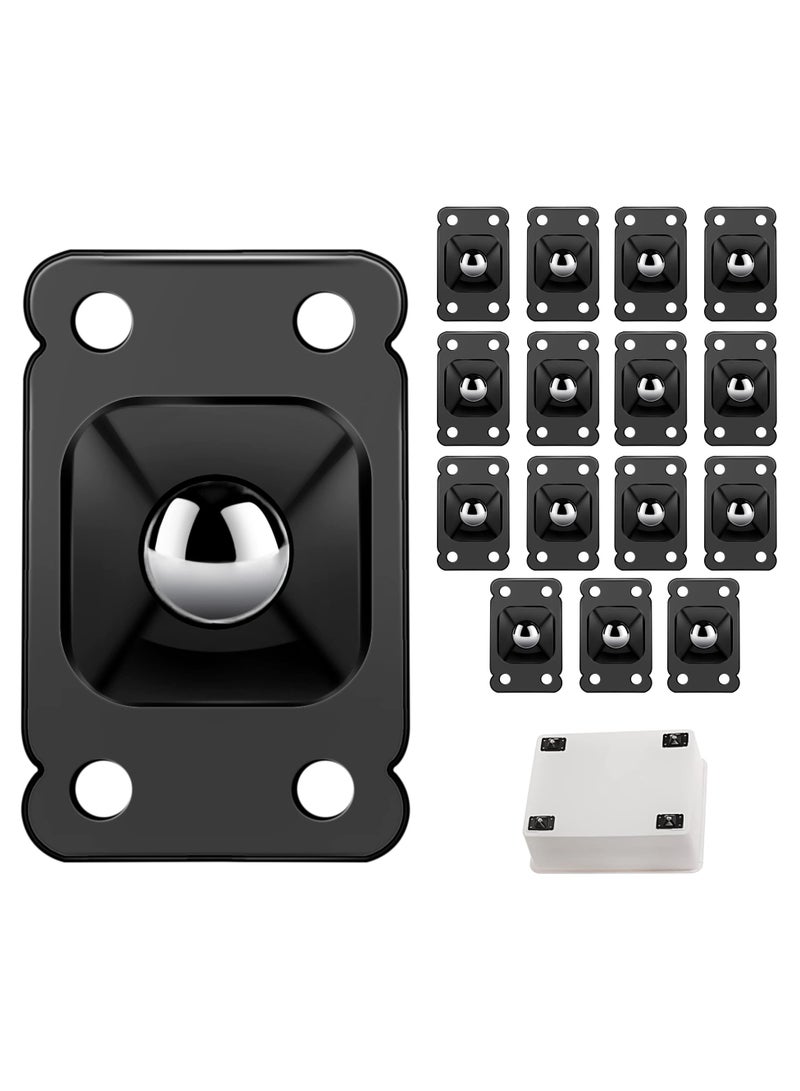 16 Pcs Mini Caster Wheels, Self-Adhesive Stainless Steel Universal Wheels for 360° Rotation, Ideal for Storage Boxes, Furniture Bins, and Trash Cans, Black Color. - Image 1