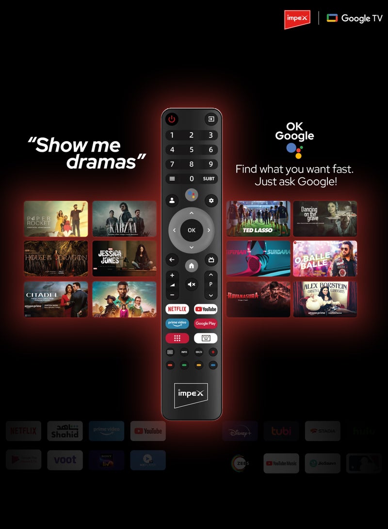 Impex 65 Inch 4K Ultra HD Smart LED Google TV With Free Wall Mount, Super Slim Design, Dolby Vision Atmos, Support Wi-Fi, Bluetooth, Optical, DVB T2/S2, HDMI ARC With eARC & USB Connectivity With Voice Remote EvoQ 65S4RLC2 Black - Image 4
