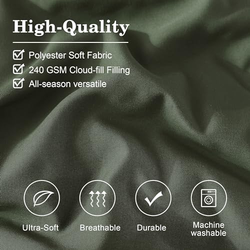 Monbix Queen Comforter Set - 7 Pieces Olive Green Bed in a Bag Queen Bedding Sets with Comforters, All Seasons Down Alternative Comforter Bed Set with Sheets, Pillowcases & Shams - Image 5