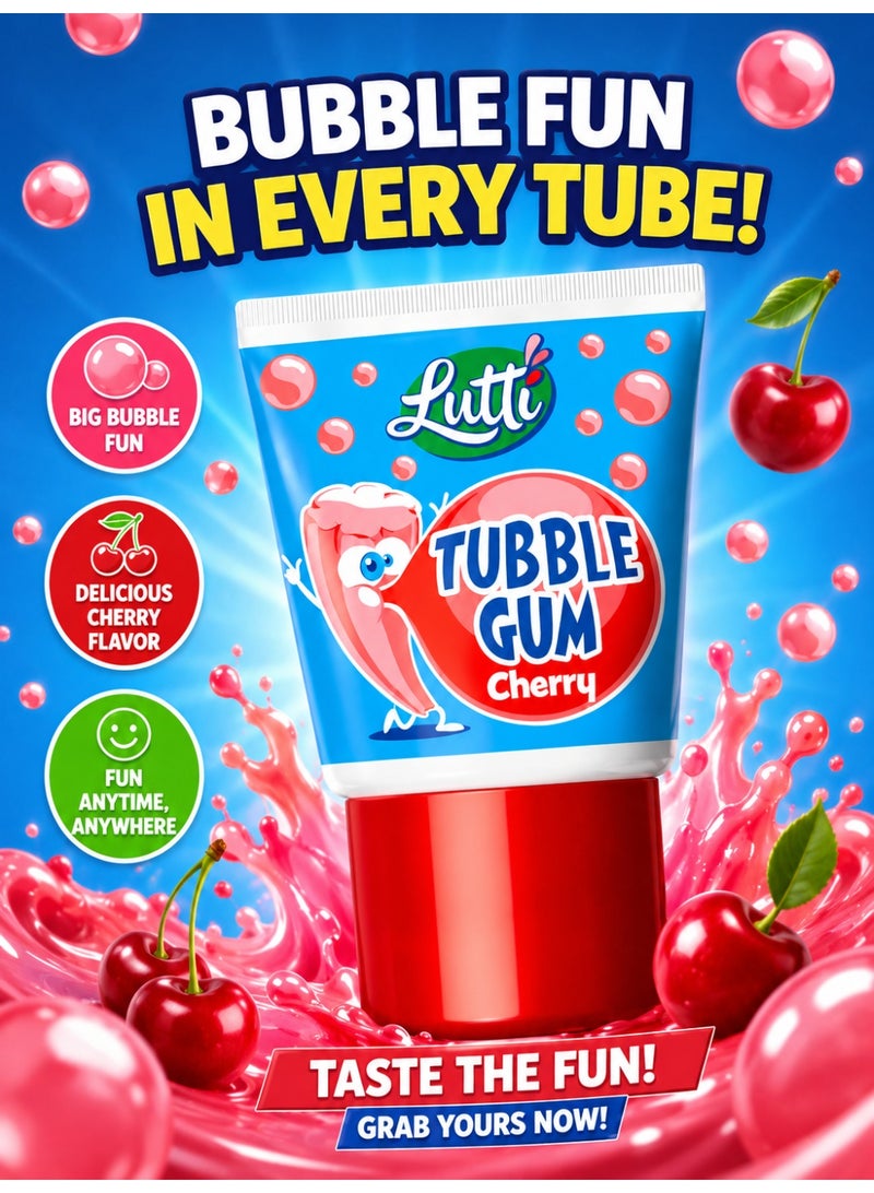 لوتي Lutti Tubble Gum بنكهة الكرز – علكة بحشوة سائلة حامضة – عبوة 2 - Image 5