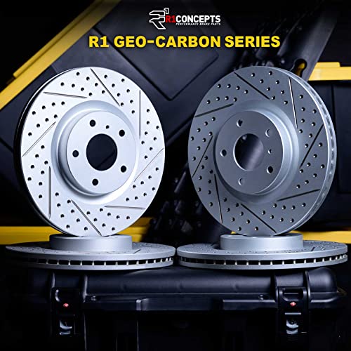 R1 Concepts Front Rear Brake Rotor Kit |Brake Rotors| Brake Disc |Drilled and Slotted|fits 2014-2016 Kia Optima - Image 2