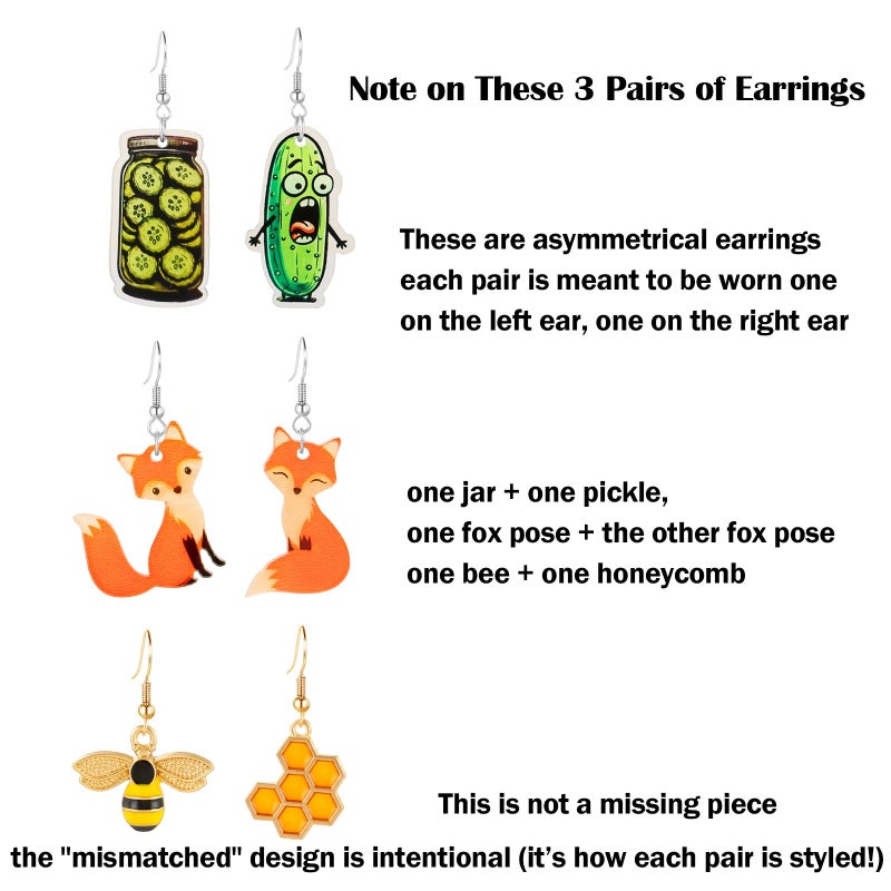 AIDSOTOU 36 Pairs Cute Fun Earrings Set for Women Weird Cool Statement Dangle Earrings Made of Resin Trendy Funny Jewelry - Image 5