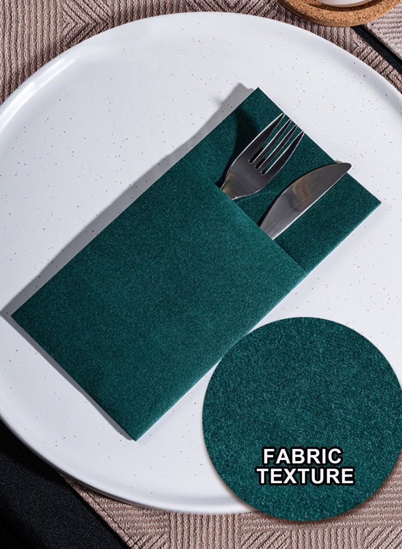 HomarKet 50-Piece Disposable Cloth Like Napkins, Built-in Flatware Pocket, Wedding Party Linen Feel Napkin, Prefolded for Silverware， - Image 4