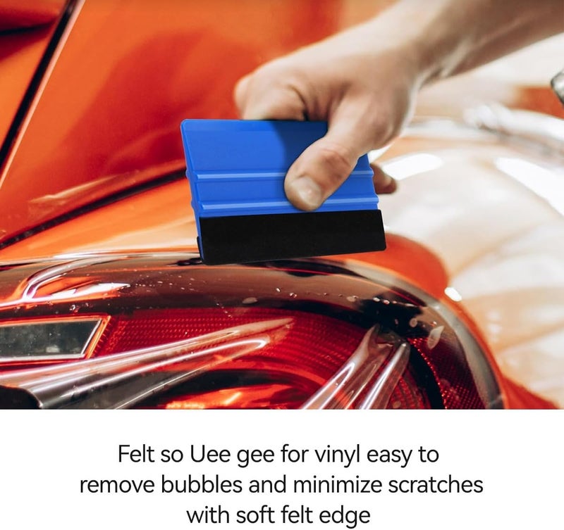 Proxima Direct Felt Edge Squeegee, 2 Pack 10x7.3cm PP Plastic Squeegee Vinyl Scraper Decal Applicator Tool for Window Tint Car Vinyl Wrap Decal Sticker Installation - Blue - Image 4