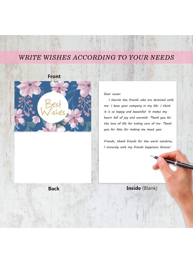 Peachjoy 12 Pack Folding Greeting Cards with Envelopes, Floral Assorted Blank Notecards and Envelopes for Baby Shower Note Cards, Wedding Thank You Cards Adults & Kids Blank Note Cards for All Occasions - Image 3