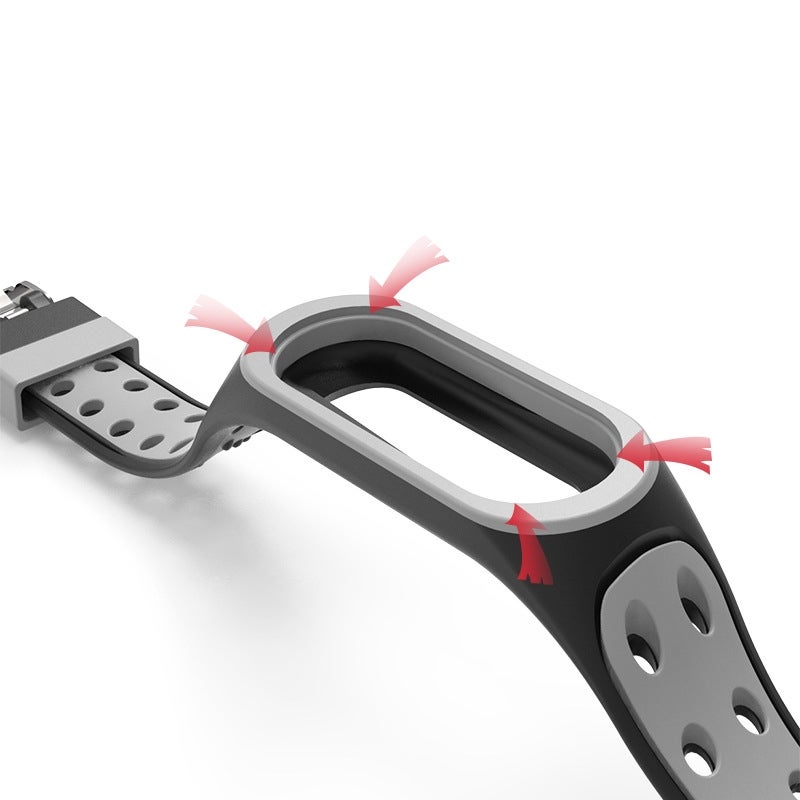 إيروريكس حزام معصم بديل مزدوج الإبزيم من السيليكون لساعة Xiaomi Mi Band 5 (أسود) - Image 3