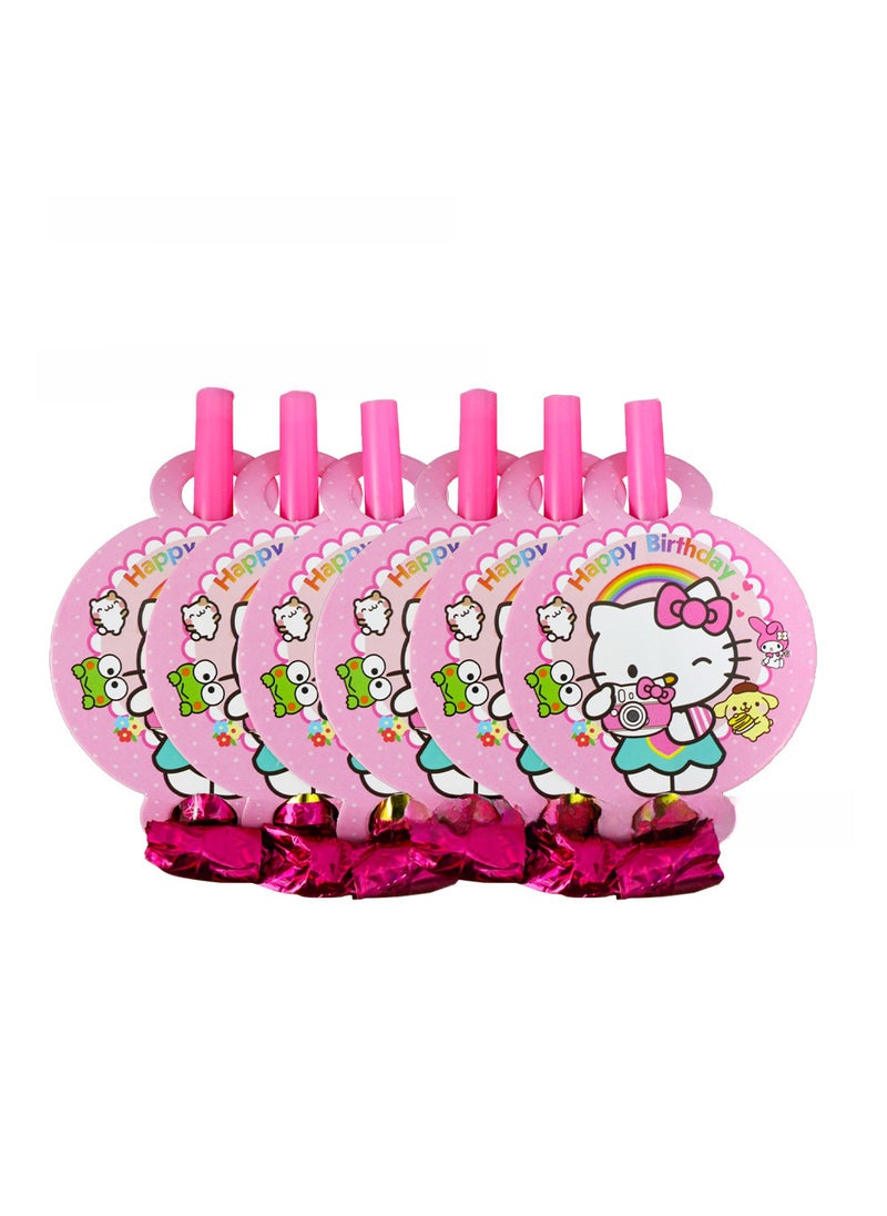 Generic New Pink KT Cat Birthday Party Tableware Set Dragon blowing 6P-KT cat 
