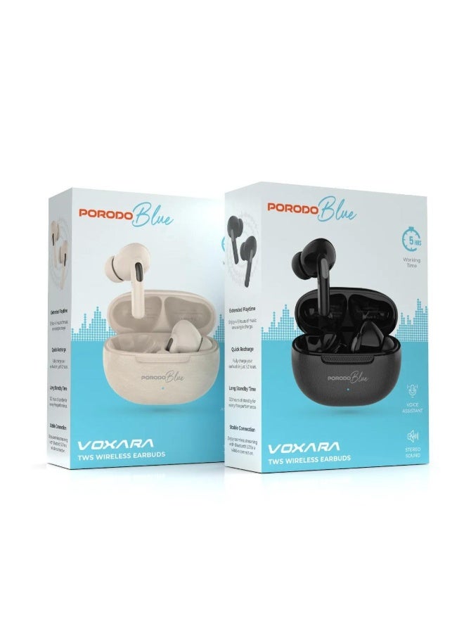 Porodo Blue Voxara TWS Wireless Earbuds Bluetooth 5.3, USB-C Charging, 5H Playtime, Quick Pair - Image 3