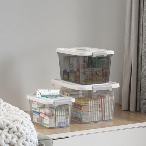 HoopVool® Multipurpose Clear Plastic Storage Box, with Locking Lid and Handles, Organize Home, Kitchen, Office, Available in Multiple Size & Sets. (PACK OF : 1, LARGE- 14.5 X 10.5 X 8.2 INCH) - Image 5