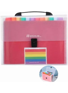 joyzzz Expanding File Folders 13 Pockets Plastic Expanding File Folder A4 Size File Organizer With Small Colored Labels Portable Document Holder For School Home Work Office  - Image 1