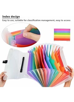 joyzzz Expanding File Folders 13 Pockets Plastic Expanding File Folder A4 Size File Organizer With Small Colored Labels Portable Document Holder For School Home Work Office  - Image 2