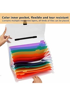 joyzzz Expanding File Folders 13 Pockets Plastic Expanding File Folder A4 Size File Organizer With Small Colored Labels Portable Document Holder For School Home Work Office  - Image 3