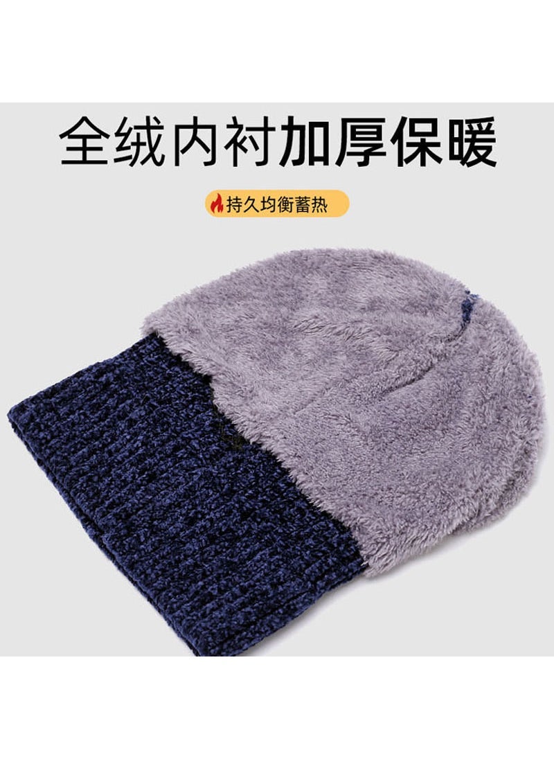 Generic - New Knitted Hat Mens Winter fleece-lined Thickened Warm Wool Hat Cycling Cold-proof Ear Protection Hat Pullover Cotton Hat Brown - Image 1