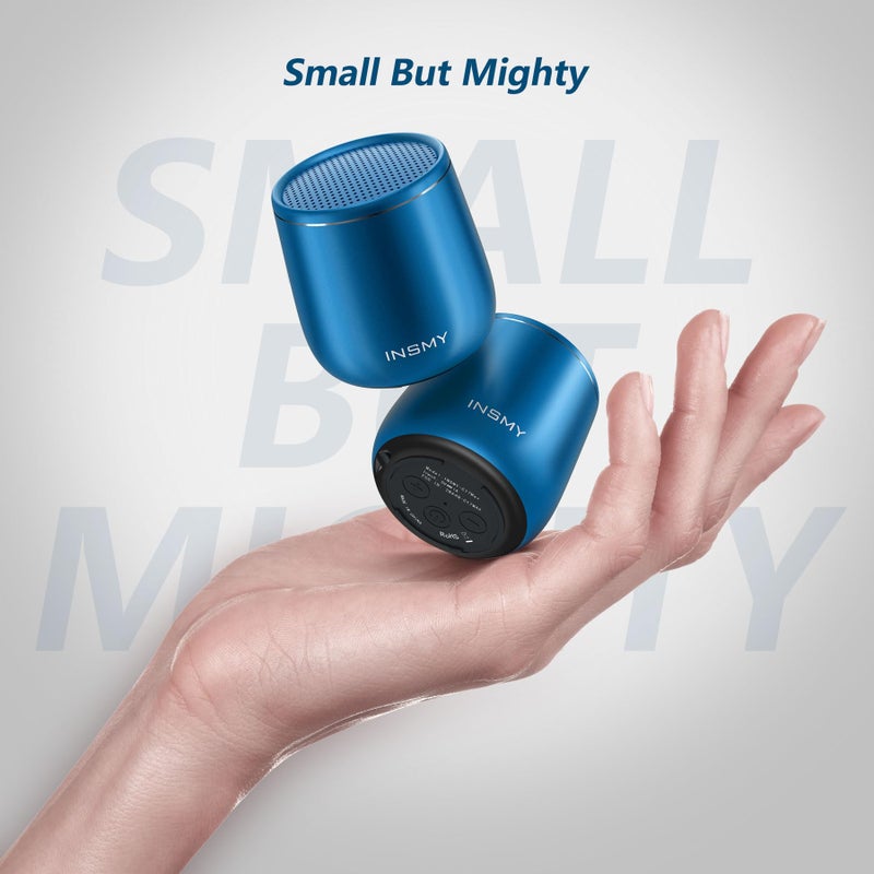 INSMY Small Bluetooth Speaker, Waterproof Mini Portable Wireless Speaker, Punchy Bass Rich Audio Stereo Pairing, Handheld Pocket Size, Built in Mic for Hiking Gift Laptop Tablet (Blue) - Image 2