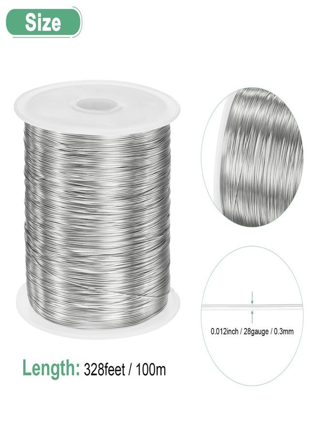 M METERXITY 0.3mm Jewelry Wire, 28 Gauge 328FT Craft Wire Copper Beading Wire for Jewelry Making/Planting/Weaving/DIY Crafting, Soft Metal Wires [100M, Silver] - Image 3