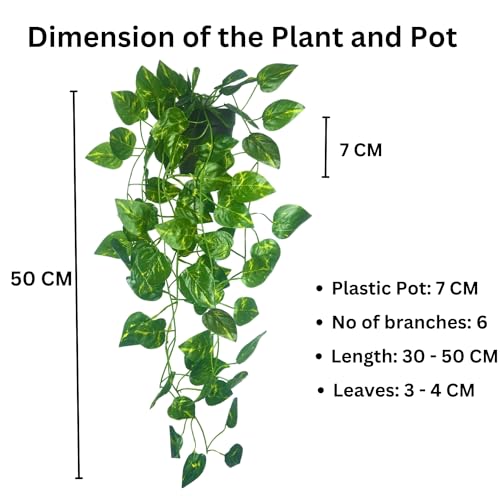 Tdas Artificial Plants With Pot Leaves Hanging Ivy Garlands Plant Greenery Vine Creeper Home Decor Door Wall Balcony Decoration Party - 50 Cm (2 Pcs Ivy Plants) - Plastic - Image 2