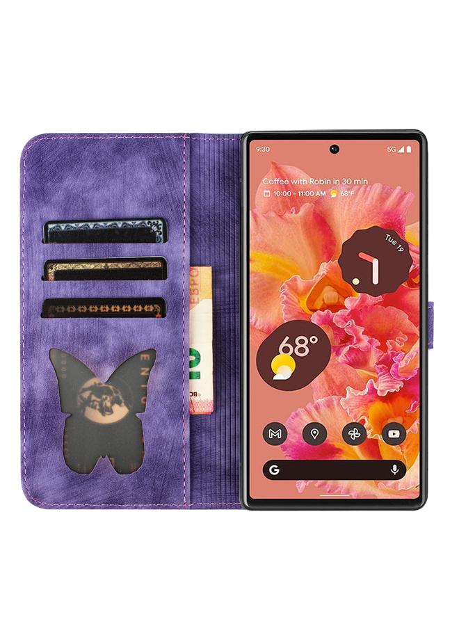 اس-توب جراب لهاتف Google Pixel 6 مصنوع من الجلد بتصميم فراشة وقطط - Image 4