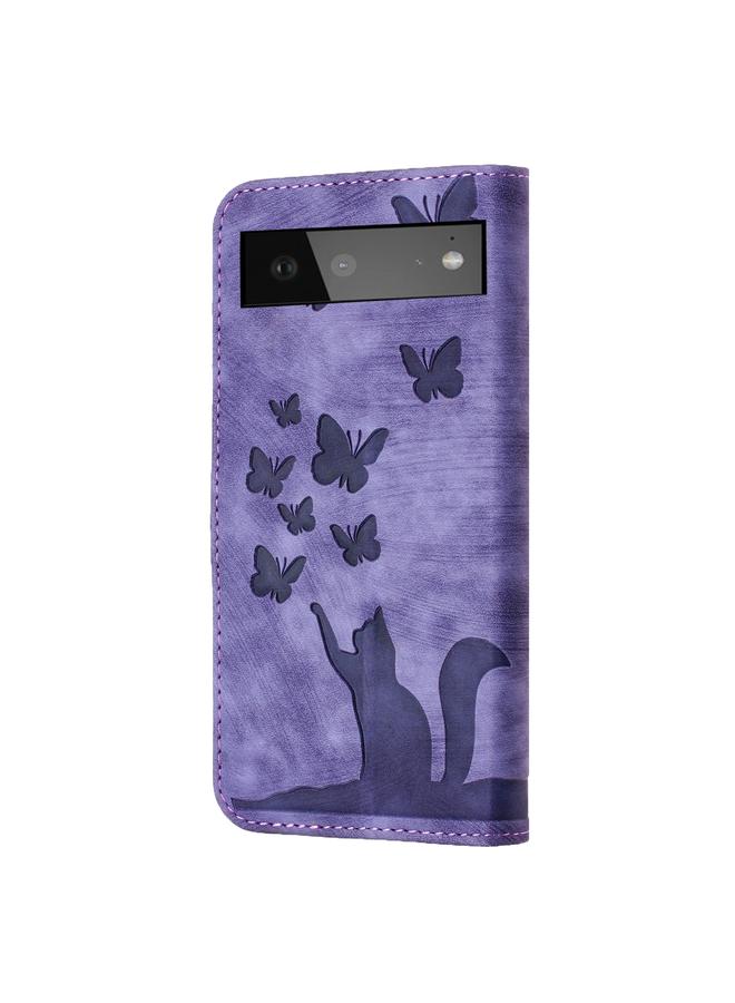 اس-توب جراب لهاتف Google Pixel 6 مصنوع من الجلد بتصميم فراشة وقطط - Image 3