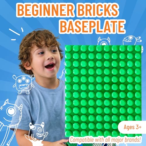 Strictly Briks Mega Toy Building Block Baseplate Beginner Bricks Stackable Plate Large Pegs for Toddlers Compatible with All Major Brands Kids Easter Gift Green 125 x 15 inches - Image 5